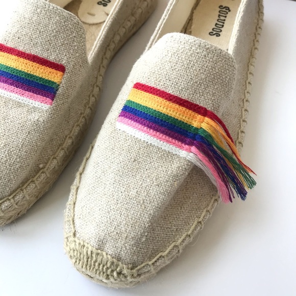 NWT SOLUDOS Rainbow Pride Espadrille Smoking Flats - Picture 3 of 13